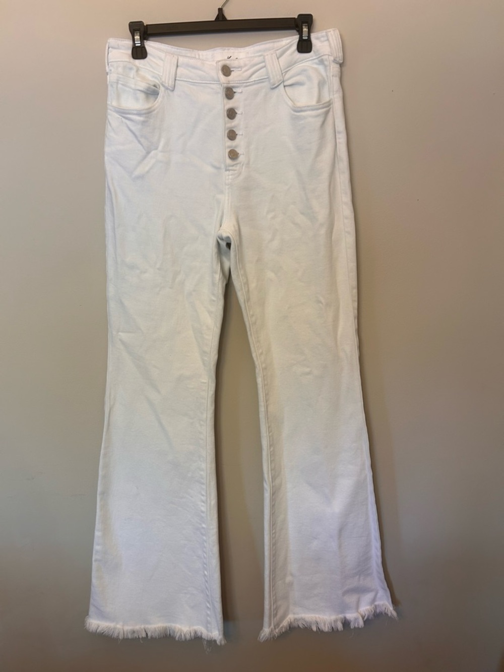 KanCan White High-Rise Button-Fly Flare Jeans